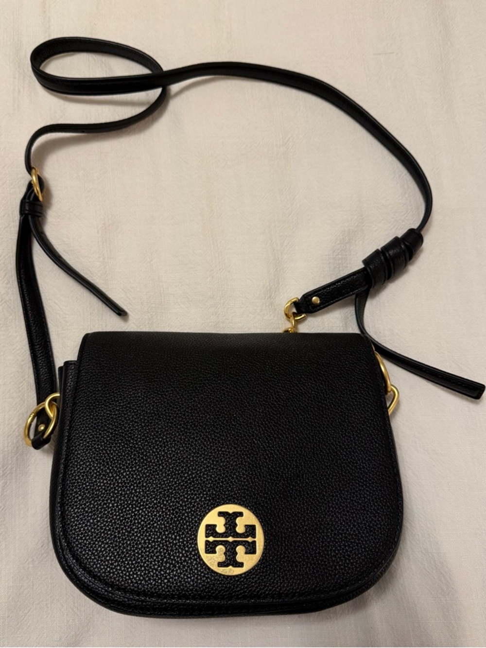 Tory Burch Everly Crossbody Saddle Flap Bag - Black
